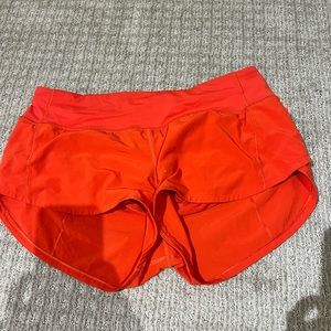 Red Lululemon speed up shorts